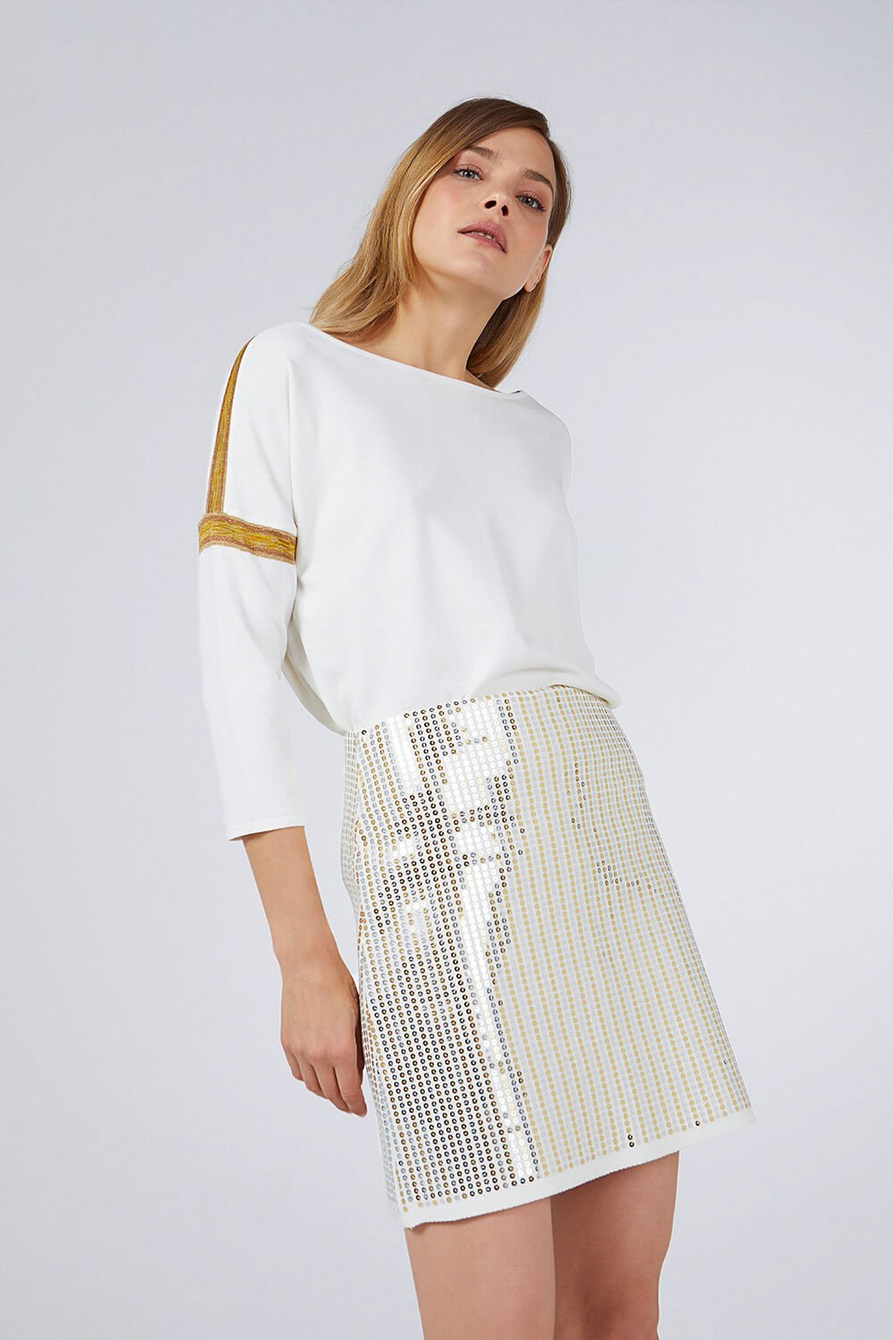 SEQUINED SKIRT WHITE