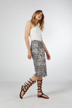 SUEDE MIDI SKIRT WITH SILVER FRINGES