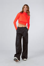 NEON CROP KNITWEAR SWEATER WITH BUTTONED SHOULDER ORANGE