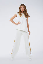 ASYMMETRIC SLEEVELESS INTARSIA TOP WHITE
