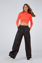 NEON CROP KNITWEAR SWEATER WITH BUTTONED SHOULDER ORANGE