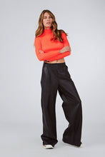 WIDE-LEG LEATHER PANTS BLACK