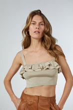 FRILLED CROP TOP GOLD GLITTERED