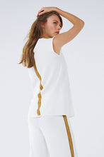 ASYMMETRIC SLEEVELESS INTARSIA TOP WHITE