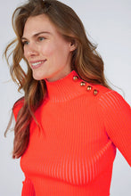 NEON CROP KNITWEAR SWEATER WITH BUTTONED SHOULDER ORANGE