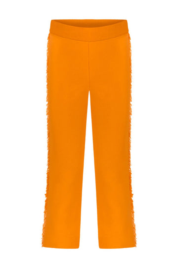 FRINGED KNITWEAR PANTS ORANGE