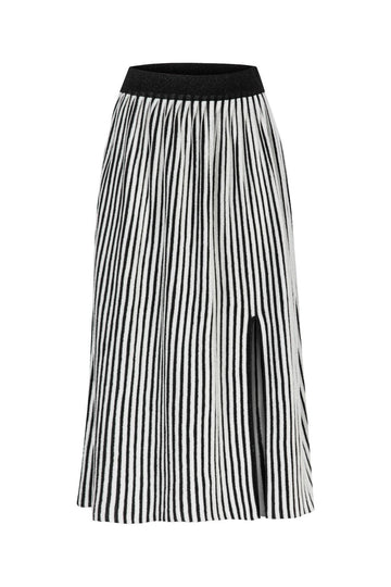 BLACK&WHITE MIDI SKIRT WITH A SLID