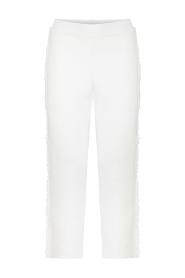 FRINGED KNITWEAR PANTS WHITE
