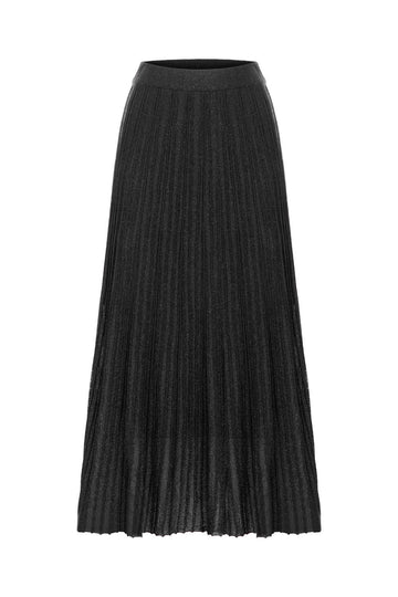 PLEADED LUREX BLACK SKIRT