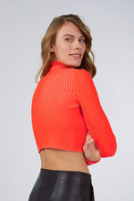 NEON CROP KNITWEAR SWEATER WITH BUTTONED SHOULDER ORANGE