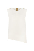 ASYMMETRIC SLEEVELESS INTARSIA TOP WHITE