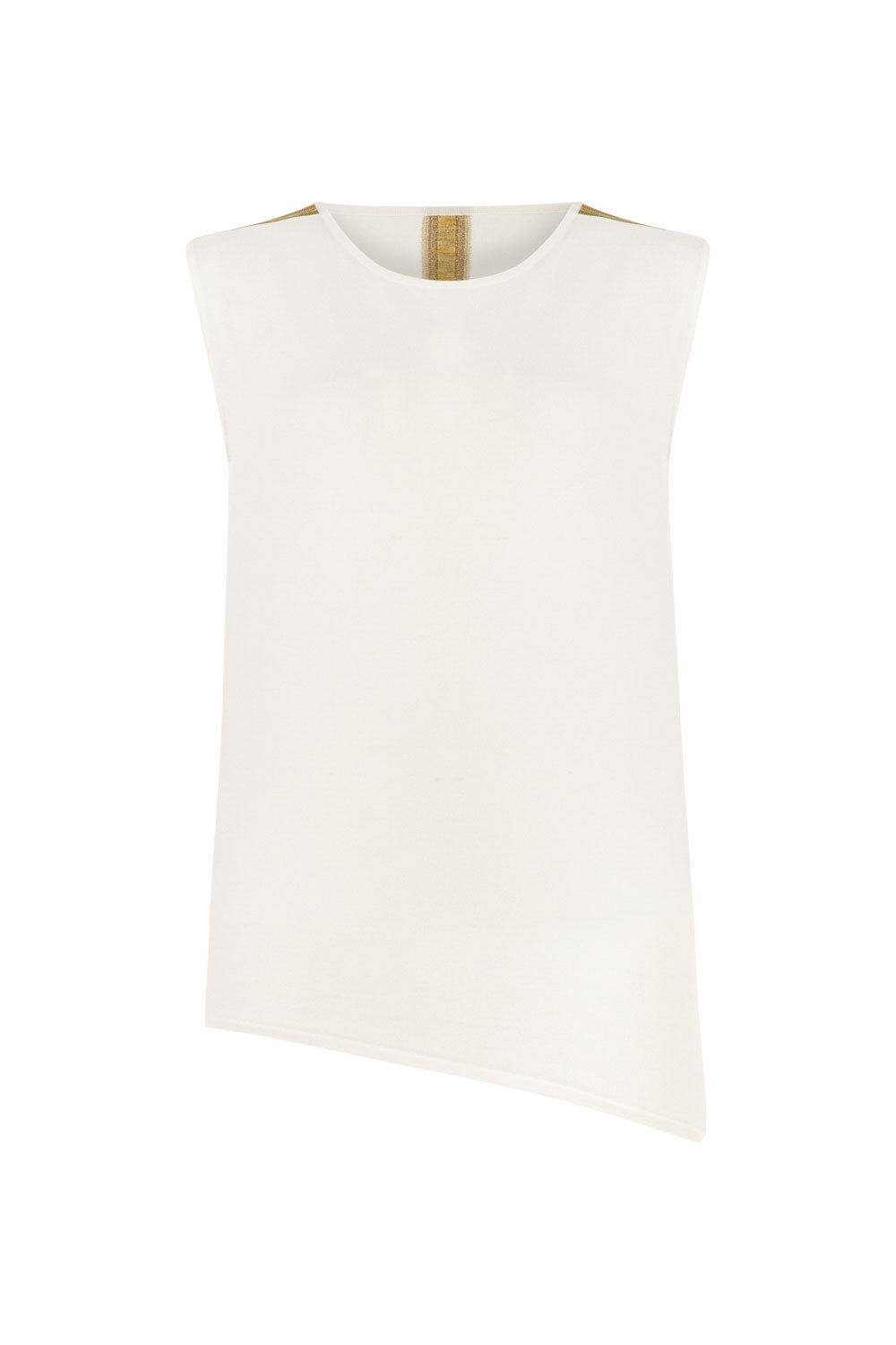 ASYMMETRIC SLEEVELESS INTARSIA TOP WHITE