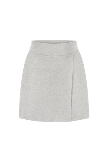 GLITTERED MINI SHORT SILVER