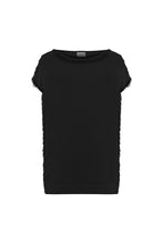 FRINGED BOAT NECK KNITWEAR TOP BLACK