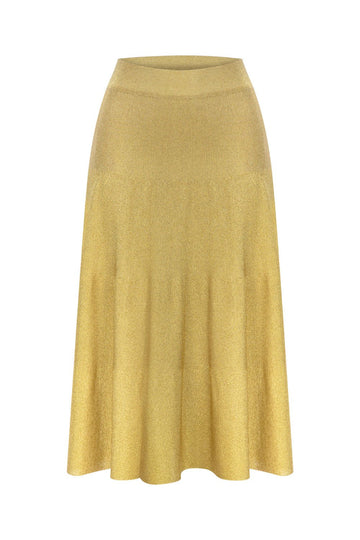 GLITTERED MIDI SKIRT GOLD