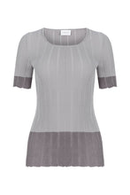 CREW NECK RIBBED TOP GRAY