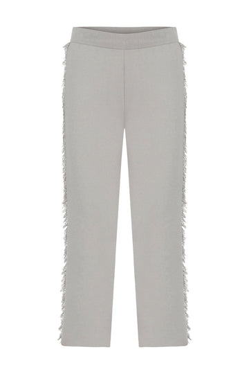 FRINGED KNITWEAR PANTS GRAY