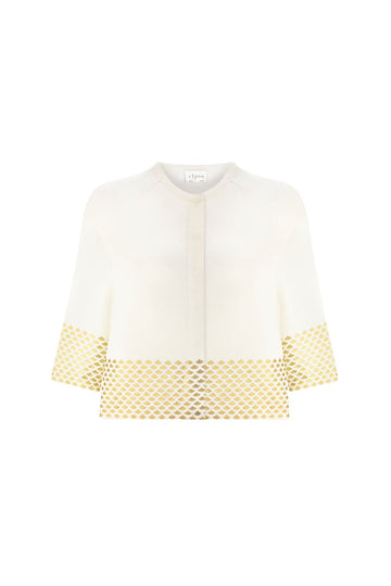 GOLD LEAF PRINTED JACKET WHITE