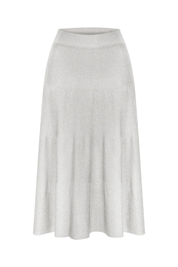 GLITTERED MIDI SKIRT SILVER
