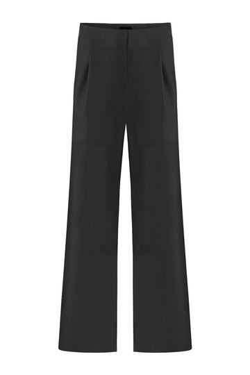 WIDE-LEG LEATHER PANTS BLACK