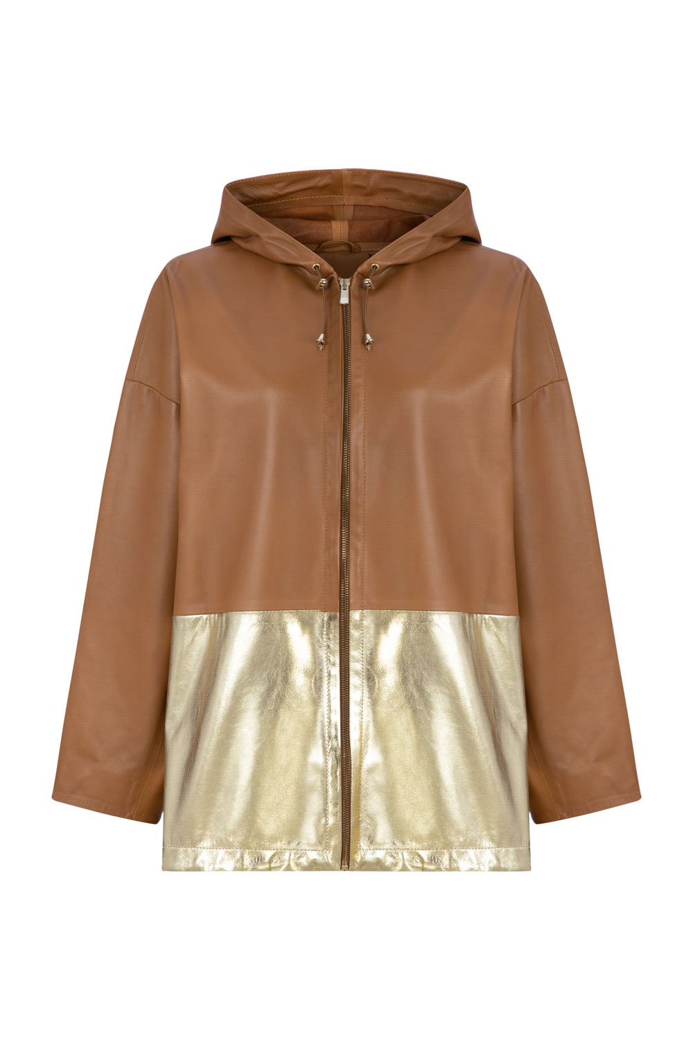 LEATHER HOODIE GINGER-GOLD