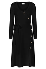 V-NECK BUTTON DRESS BLACK