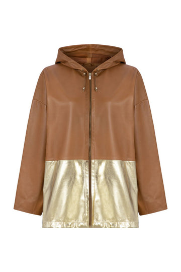 LEATHER HOODIE GINGER-GOLD