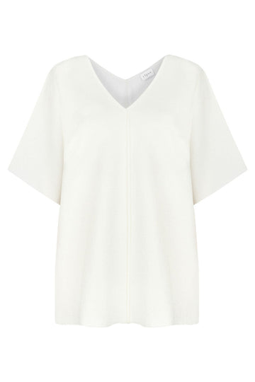 V-NECK RELAXED FIT HALF SLEEVE GLITTERED TOP
