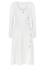 V-NECK BUTTON DRESS WHITE