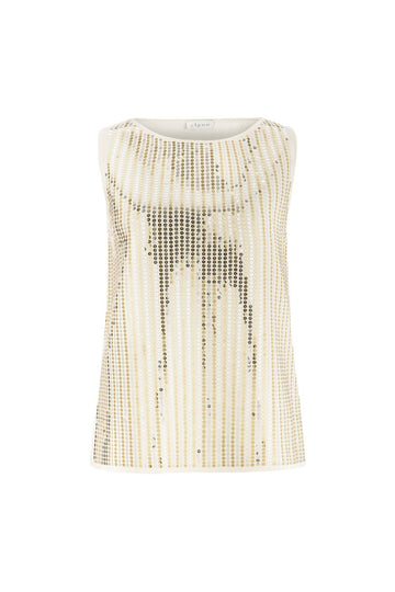 SEQUINED TRICOT TOP WHITE