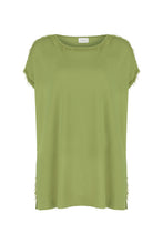 FRINGED BOAT NECK KNITWEAR TOP GREEN