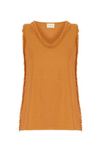 V-NECK FRINGED TOP ORANGE