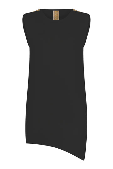 ASYMMETRIC SLEEVELESS INTARSIA TOP BLACK