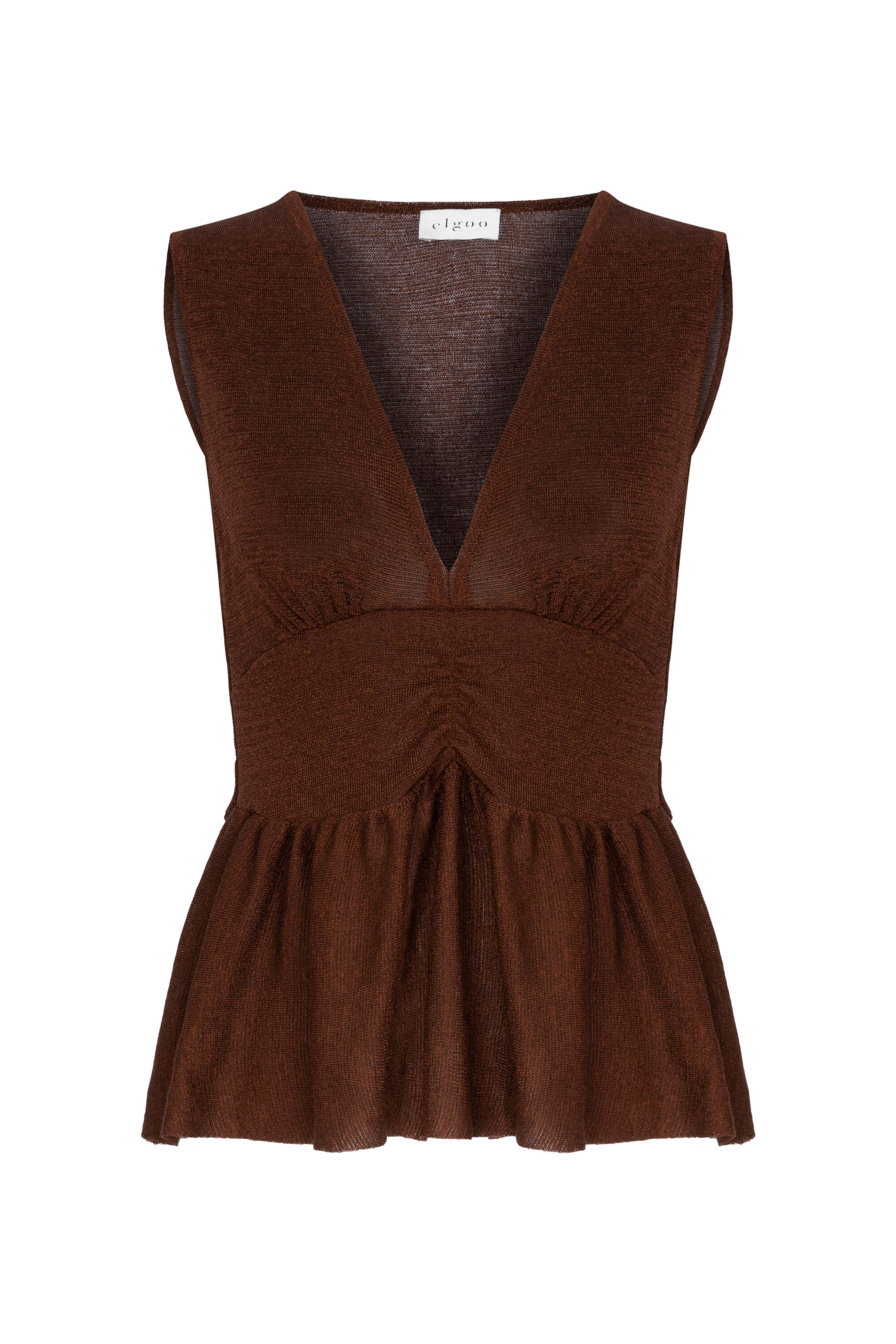 DEEP V NECKED GLITTERED TOP BRONZE