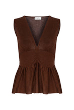 DEEP V NECKED GLITTERED TOP BRONZE