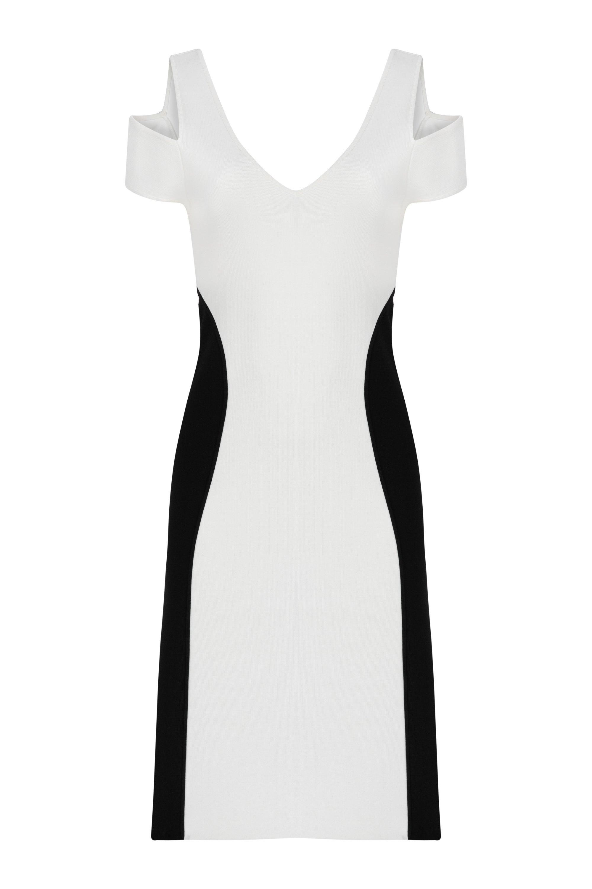 SHOULDER CUTOUT DRESS BLACK & WHITE