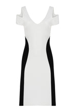 SHOULDER CUTOUT DRESS BLACK & WHITE