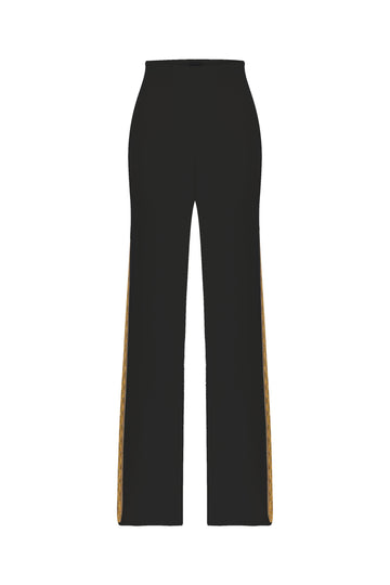 INTARSIA KNITWEAR PANTS BLACK GOLD BRONZE