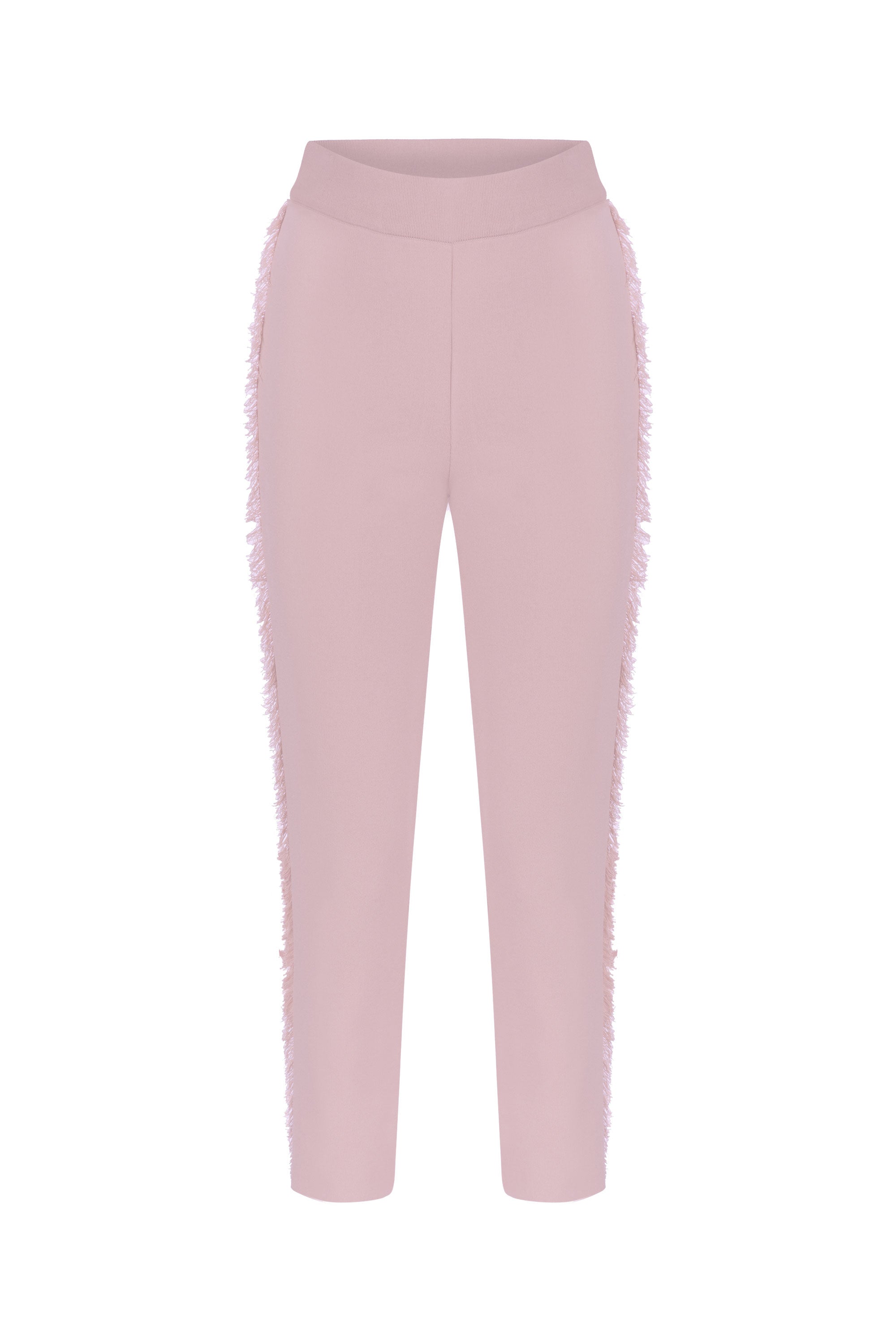 FRINGED KNITWEAR PANTS PINK