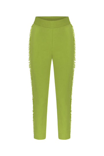 FRINGED KNITWEAR PANTS GREEN
