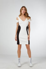 SHOULDER CUTOUT DRESS BLACK & WHITE