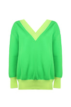 DOUBLE V NECK NEON TWO COLOR KNITWEAR SWEATER