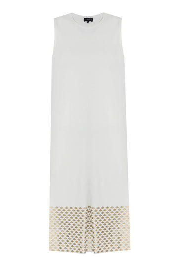 FOIL PRINTED DRESS WHITE-GOLD