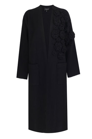 LONG KNITWEAR JACKET BLACK