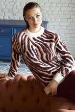 BICYCLE NECK ZEBRA FIGURE SWEATER TİLE RED