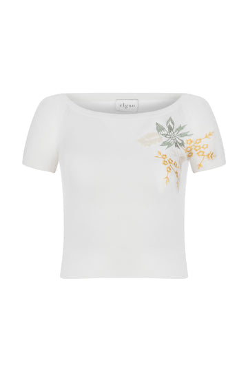 KNITWEAR TOP WITH FLOWER FIGURE