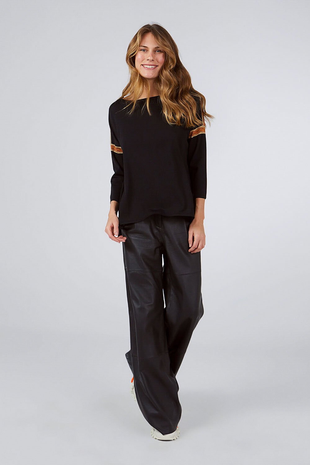 BICYCLE NECK INTARSIA KNITWEAR SWEATER BLACK