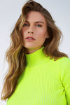 NEON CROP KNITWEAR SWEATER WITH BUTTONED SHOULDER YELLOW