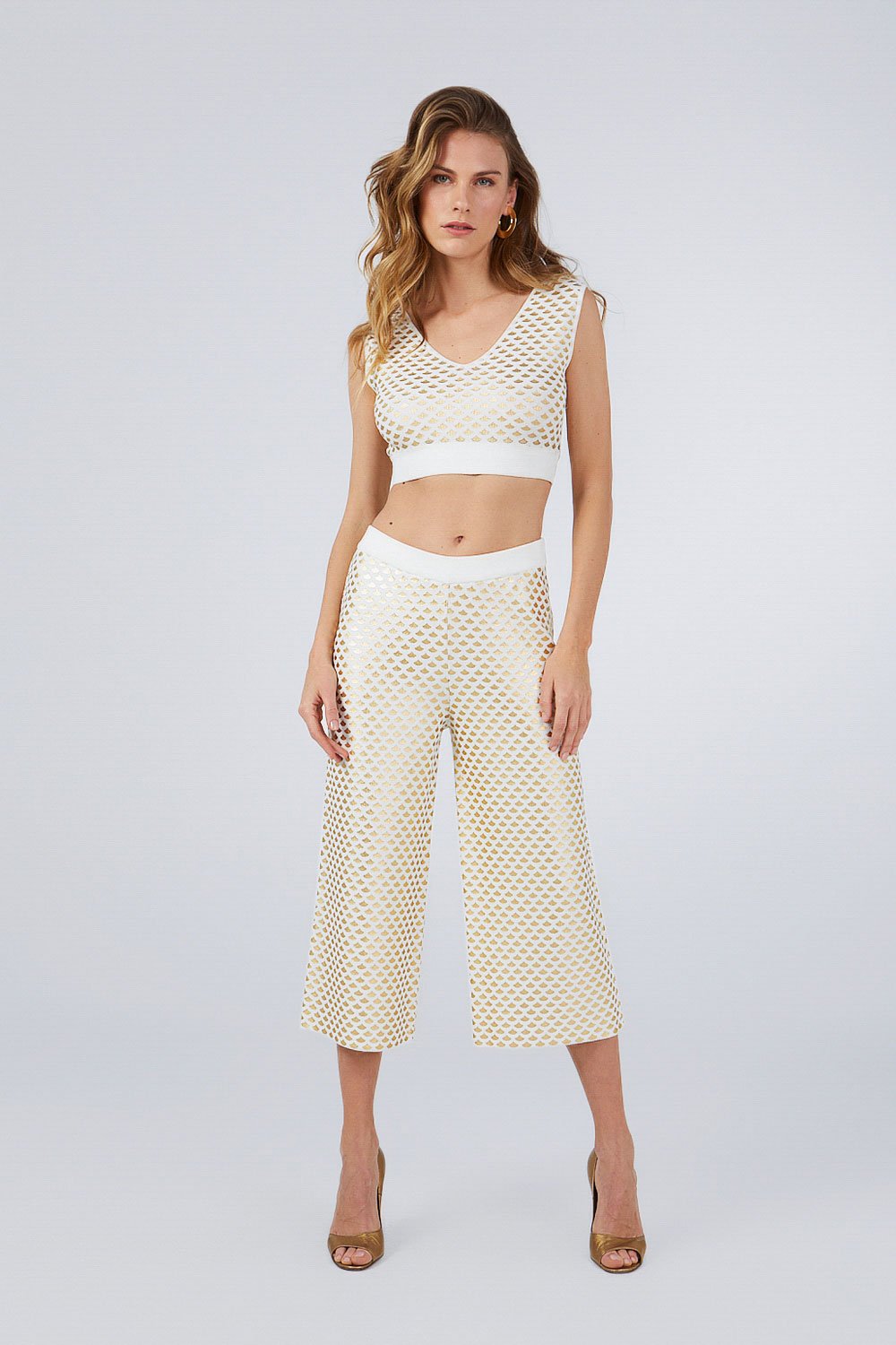 FOIL PRINTED CROP PANTS