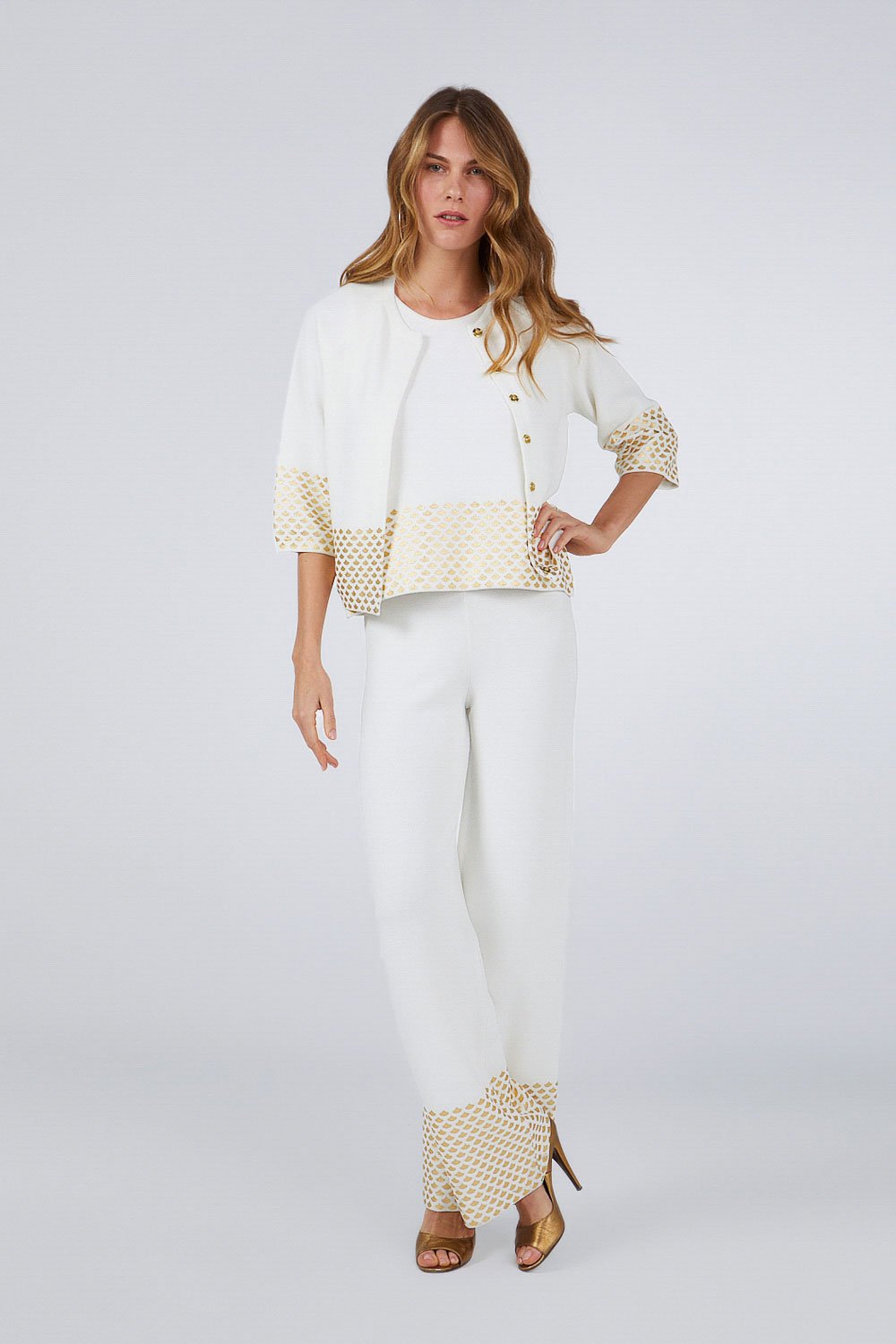 GOLD LEAF PRINTED JACKET WHITE